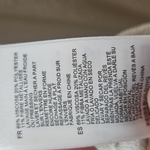 Reiss metallic knit Gold Cream long sleeve knit top medium crewneck - Picture 7 of 8